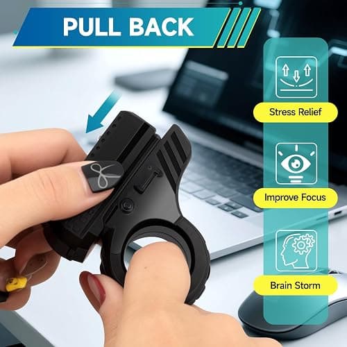 3D Fidget Slider Gun Toys, EDC Fidgets Cliker Pistol Toy, Fidget Ring Pad for Adults, Plastic Finger Hand Roller Spinner Stress Relief Focus Sensory Toys for Kids Christmas Birthday Gift Prize thumbnail 6