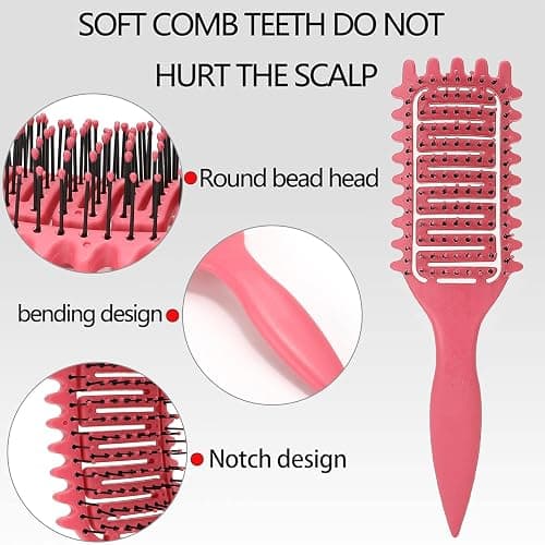 Boar Bristle Vented Curly Hair Brush for Shaping and Defining Curls in Women thumbnail 5