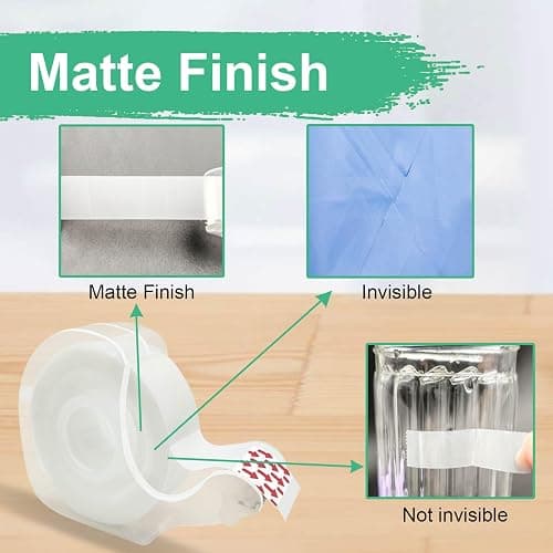 BeataTap Tape, Invisible Tape for Gift Wrapping, 6 Rolls+6 Refillable Dispensers, Matte Finish, Writable, 3/4″x 650″, Clear Tapes for Christmas Wrapping Paper, Office&School Supplies thumbnail 3