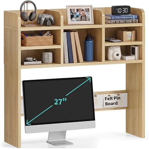 37 Inch Natural Wood Desk Hutch Dorm Top Only With Felt Board For College - Image 1