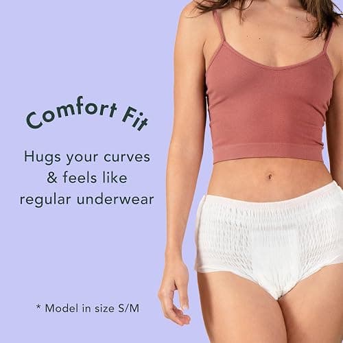Rael Disposable Underwear for Women, Organic Cotton Cover - Postpartum Essentials, Leak Locker, Unscented, Maximum Coverage (Size S-M, 20 Count) thumbnail 5