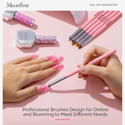 MelodySusie 6Pcs Ombre Nail Brushes,Nail Gradient Painting Pen for Blooming Nails, Gradient Nail, Manicure Nail Art Tools, Professional Accessories for Home and Salon Use thumbnail 6