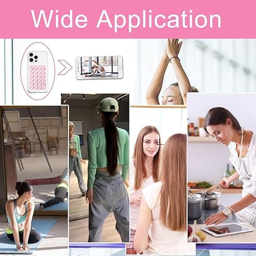 5 Pcs Sticky Phone Grip, Silicon Suction Phone Case Mount, Durable Phone Holder As Suction Cup Phone Mount, Hands Free Phone Sticky Grip for Selfies & Tiktok, Shower Mirror Grip (3 Thick, 2 Thin) thumbnail 4