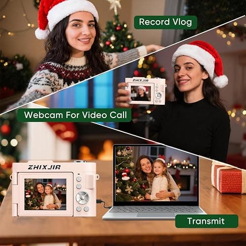 4K Digital Camera for Photography- 50MP Autofocus Vlogging Camera with 2.8" 180°Flip Screen, 18X Digital Zoom- Compact Point and Shoot Camera with 32GB TF for YouTube, Travel, Beginners, Pink thumbnail 6