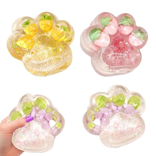3pcs Taba Squishy, Taba Squishy Paw, Cat Paw Squishy, Squishy Toys for Stress Relief, Fruit Cat Paw Squishy Kit, Soft Fidget Toys for Girls, Boys, Anxiety Relief, Valentine Gifts, 6.5*6.5*3cm - Image 1