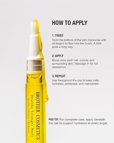 Brother Cosmetics Official Viral Oil - Nail Oil For Growth Support, Strength & Moisture - Moisturizing Cuticle Oil for Damaged, Dry, Brittle Nails - Nail Repair & Care Formula For Men & Women thumbnail 3