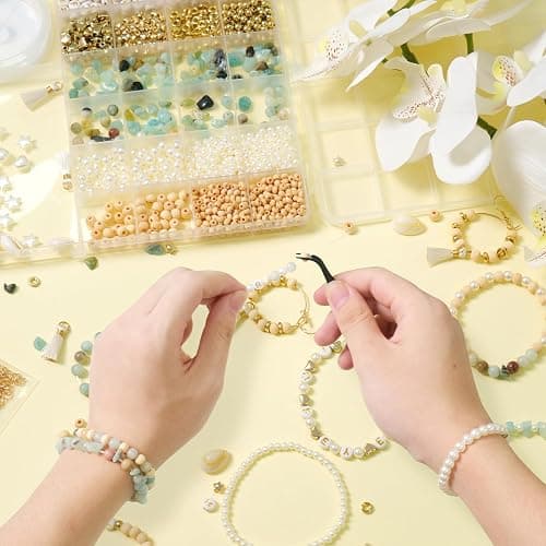 TOIPINIO Bracelet Making Kit Jewelry Making Supplies Kit Natural Stone Beads for DIY Craft Friendship Bracelet/Necklace/Earrings for Adults 1736PCS (Amazonite) thumbnail 5