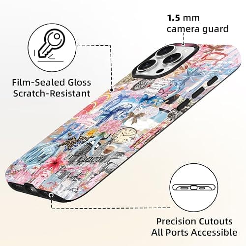 Lumen for iPhone 16e / iPhone 17e Case, Compatible with Magsafe, Hard Shell Cover with Camera Protection for Girls Women - Abstract Leopard Bow Spring Watercolor Disco Coastal Preppy Collage thumbnail 3