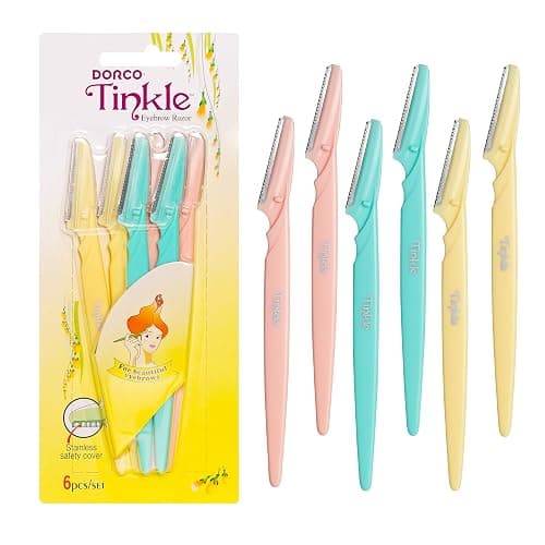 Tinkle Dermaplaning Tool 6ct, Dermaplane Razor for Women, Safe and Easy Peach Fuzz Remover, Eyebrow Trimmer with Protective Cover, Stocking Stuffers - Image 1