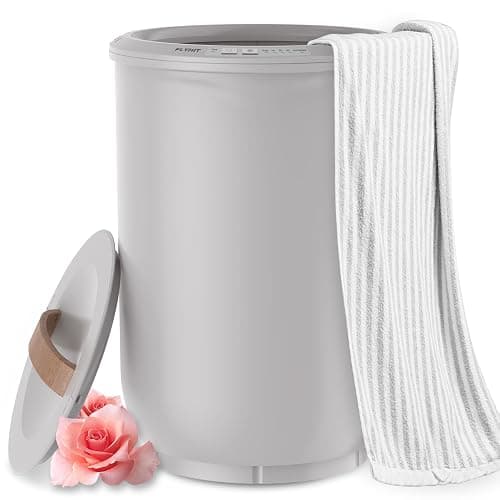FLYHIT Large Towel Warmer for Bathroom - Heated Towel Warmers Bucket, Wood Handle, Auto Shut Off, Fits Up to Two 40"X70" Oversized Towels, Bathrobes, Blankets, for Mother's Gifts, Gray - Image 1