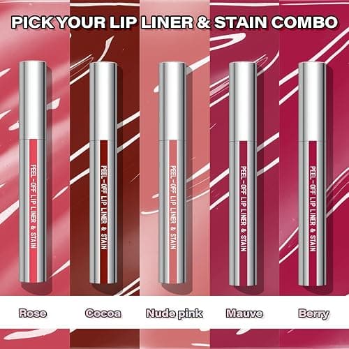 Cilrofelr Peel Off Lip Liner Stain, Long Wear Tattoo Lip Liner with Tweezer, Peel Off Lip Stain with Matte Finish, Long Lasting, Waterproof, Transfer-proof, Highly Pigmented Color (Berry) - Berry thumbnail 4