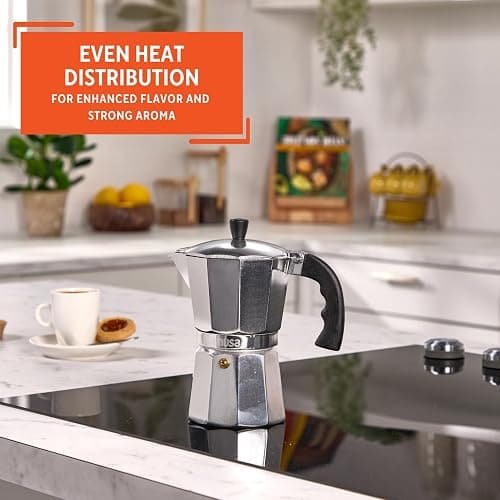 Aluminum Stovetop 6-cup Espresso Maker (B120-43V), Silver thumbnail 2