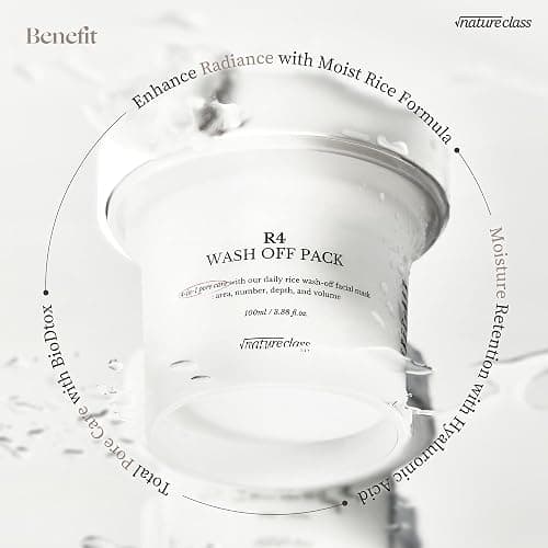 NATURECLASS R4 Rice Wash Off Facial Mask – 4-in-1 Korean Skin Care, Pore Refining, Gentle Exfoliating, Hydrating, Smooth Texture, Rice Ferment & Enzyme, Soft Cream Wash-Off, 3.38 fl oz thumbnail 4