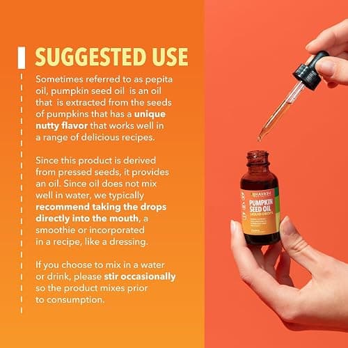 Pumpkin Seed Oil - USDA Organic - Cold Pressed for Hair, Prostate, and Hormone Support - 2 Month Supply - Liquid Drops for Men and Women - Vegan, Non-GMO, and Gluten Free - Unflavored, 1 Fl Oz thumbnail 5