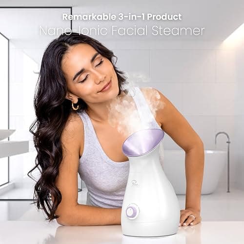 NanoSteamer Large 3-in-1 Nano Ionic Facial Steamer with Precise Temp Control - Humidifier - Unclogs Pores - Blackheads - Spa Quality - Bonus 5 Piece Stainless Steel Skin Kit (Lilac) thumbnail 5