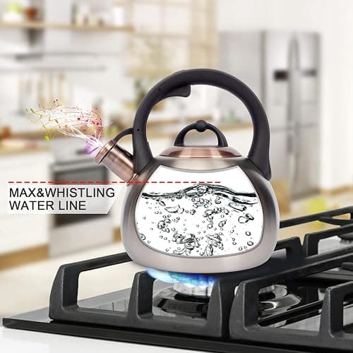 3.1 Quart Teal Whistling Tea Kettle for Stove Top, Food Grade Stainless Steel thumbnail 5