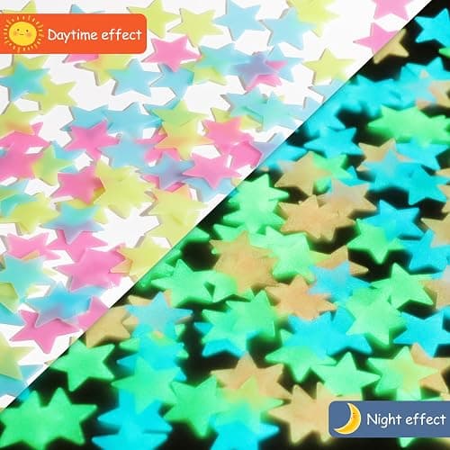 AM AMAONM 100pcs Glow in The Dark Luminous Stars Fluorescent Noctilucent Plastic Stars Wall Stickers Glowing Stars Decals for Home Art Decor Nursery Ceiling Kids Babys Bedroom Room Multicolor thumbnail 4