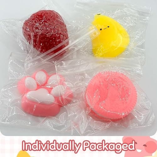 Taba Squishy Toys 4 Pack, Soft Sensory Fidget Squeeze Toys for Stress Relief, Kawaii Fufu Squishies for Kids & Adults, Party Favors, Goodie Bag Fillers thumbnail 8