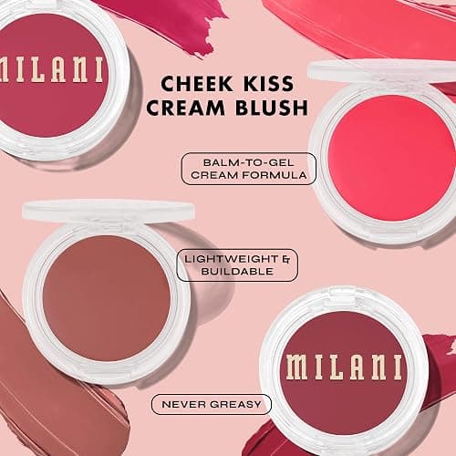 Milani Blush Makeup – Cheek Kiss Cream Blush for Cheeks, Buildable Cream-to-Gel Blusher & Lip Tint, Dewy Natural Color, Hydrating - Merlot Moment thumbnail 4