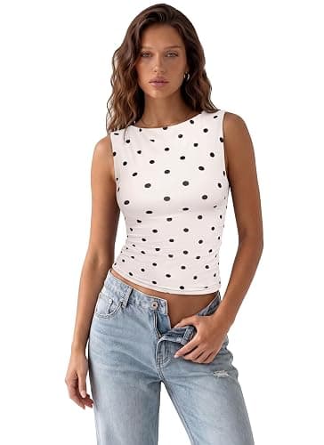 SUUKSESS Women Double Lined Going Out Basic Tank Tops Ruched Summer T Shirts thumbnail 6