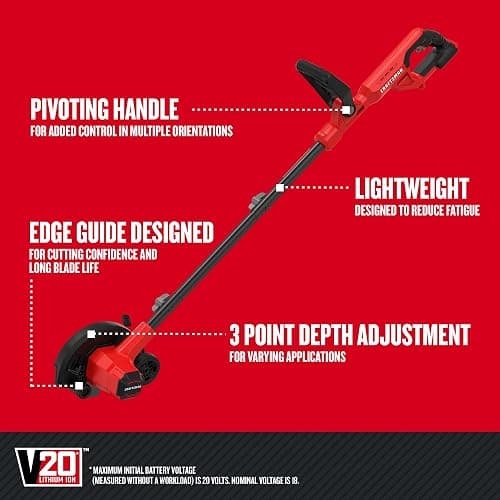 CRAFTSMAN 20V Edger Lawn Tool, Cordless Trencher, Bare Tool Only (CMCED400B) thumbnail 3