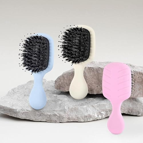 Jurrissa Mini Boar Bristles Hair Bursh, Travel Size Hair Brush for Women Men Kids, Protable Small Hair Brushes for Pockets Purses, Mini Hair Brush for Smooth Add Shine (Boar-White) thumbnail 8