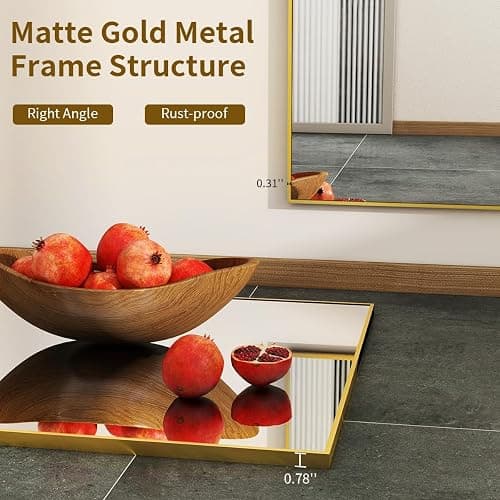 BEAUTYPEAK Wall Mirror Rectangular Bathroom Mirror with Metal Frame, Hangs Horizontal or Vertical for Living Room Bedroom Bathroom Entryway thumbnail 4