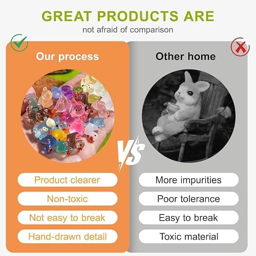 jrootouh 52pcs Mini Resin Animal Figures Bulk Duck Mushroom Frog Tiny Resin Animals Little Small Figures Miniatures for Party Favors Bag Fillers Dollhouse Decor thumbnail 7