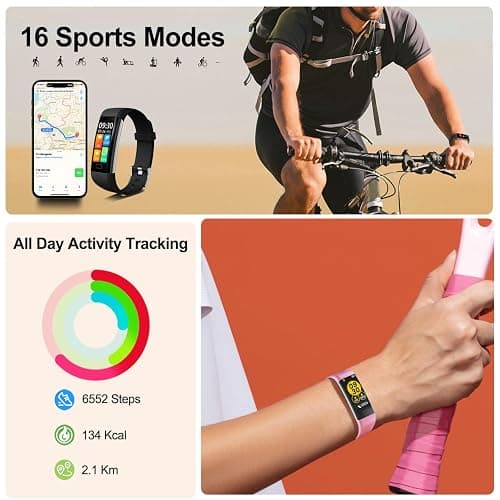 Fitness Tracker with Step/Distance/Calories Counter, Activity Tracker with Heart Rate Monitor, Slim Style Watch IP68 Waterproof, Sleep Monitor Tracker, Pedometer Watch for Women Men thumbnail 4