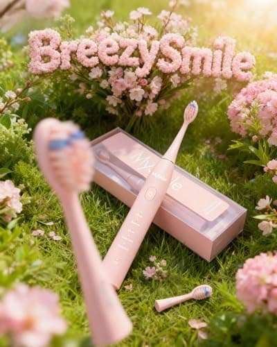 MySmile DY156 Electric Toothbrush for Adults, Rechargeable Sonic Battery Toothbrush Portable with 3 Brush Heads, 2 Mins 5 Modes Smart Timer, 45000VPM, One Charge for 60 Days - Pink thumbnail 2