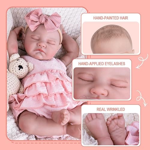 Aori Reborn Baby Dolls Girl 20'' Realistic Sleeping Newborn - Lifelike Poseable Vinyl Baby Doll with Feeding & Outfit Set - Weighted Body for Cuddling, Gift for Collectors & Kids 3+ thumbnail 4