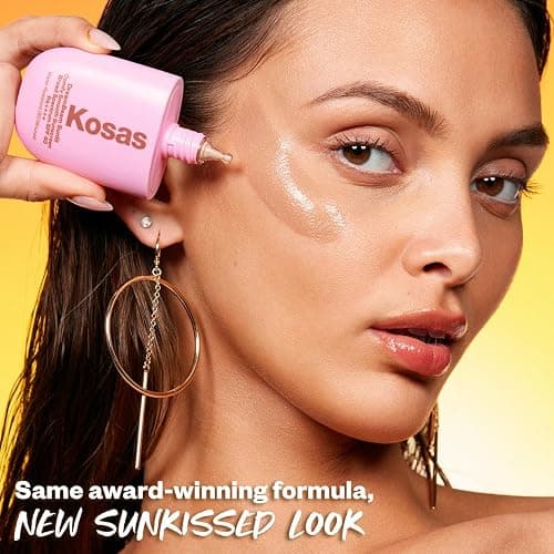 Kosas DreamBeam Water Resistant Sunscreen SPF 40 - Smooth Liquid Sun Protection for Face Lightweight Makeup Base w/Hyaluronic Acid, Ceramides & Peptides - Golden Glow, Sunlit, 40 ml - Sunlit thumbnail 3