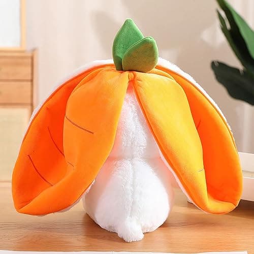 Mukorolee 2PCS Plush Toy Pillow, Reversible Carrot Strawberry Bunny Plush with Zipper, Easter Bunny Stuffed Animal Cute Rabbit Plushie Birthday Gift for Boys Girls Kids (2pcs 7" Strawberry&Carrot) thumbnail 8