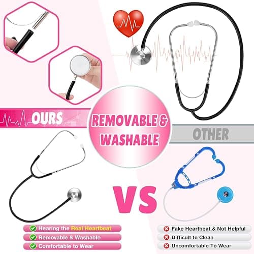 GIFTINBOX Doctor Costume for Kids Doctor Lab Coat for Kids Real Stethoscope, Girls Halloween Costumes for Kids age 3-11 thumbnail 2