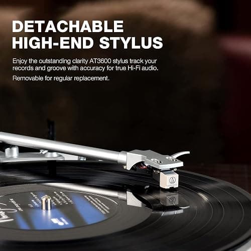 Turntables Belt-Drive Record Player with Wireless Output Connectivity, Vinyl Player Support 33&45 RPM Speed Phono Line USB Digital to PC Recording with Advanced Magnetic Cartridge&Counterweight thumbnail 2