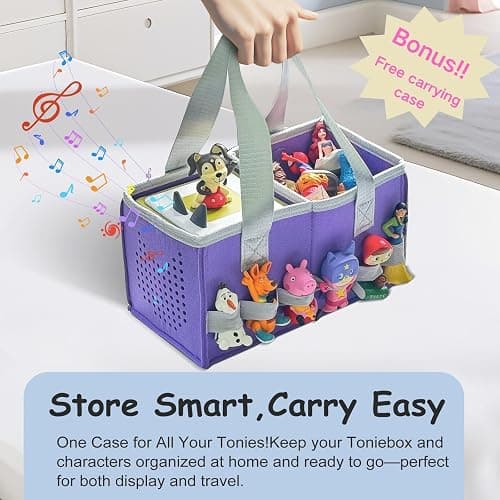 UGQIN Tonie Shelf Come with Carrying Case, 3 Tiered Magnetic Display Shelf,Tonie Figure Holder Toniebox Stand Kids Room (Light Blue) thumbnail 7