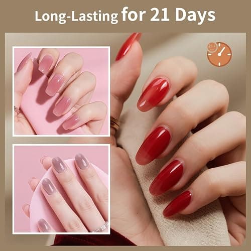 JODSONE Jelly Gel Nail Polish Kit 32 Classic Colors Crystal Transparent High Shine Base & Top Matte Glitter Coat thumbnail 3