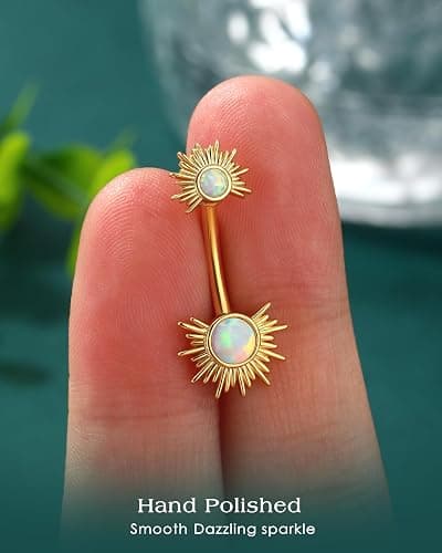 COCHARM Belly Button Rings, 14G Sun Belly Navel Rings for Women, Stainless Steel Belly Navel Piercing Jewelry thumbnail 4