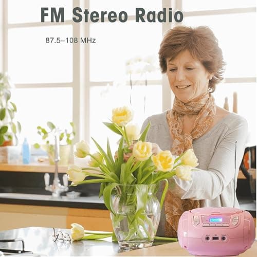 WIITHINK Portable CD Player Boombox with Bluetooth,FM Radio,USB MP3 Playback,AUX-in,Headphone Jack,CD-R/RW and MP3 CDs Compatible,Small CD Player for Home or Outdoor thumbnail 5