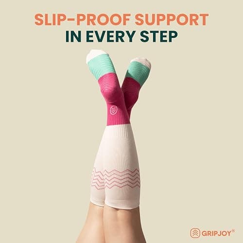 Gripjoy Compression Socks with Grips, 15-20mmHg, Support & Stability for Circulation, Travel, Pregnancy, Nurses thumbnail 4
