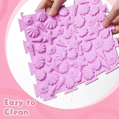 AKIMRABY 8 Pcs Sensory Mats, Sensory Tiles Puzzle Floor Mat for Kids Sensory Room Items，Different Patterns and Colors - Silicone Massage Orthopedic Mat for Children with Autism thumbnail 7