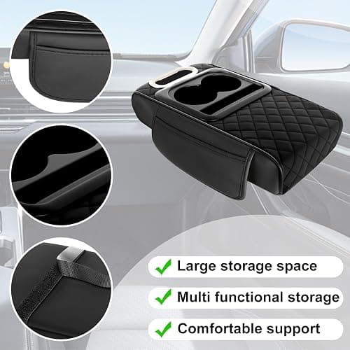 nckcmgl 5-in-1 Arm Rest Cover Universal Armrest Storage Box Upgrade Memory Foam Console Cover with Cup for Car Phone Tissue Box Holder thumbnail 4