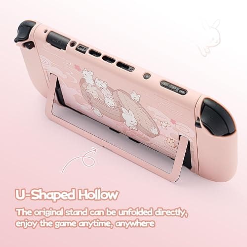 GeekShare Protective Shell Compatible with Switch 2, Kawaii Cartoon Dockable Case for Switch 2, Anti-Scratch and Shock-Absorption Design Cover Skin - Steamed Bun Rabbit thumbnail 4