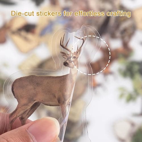 NOGAMOGA Nature Themed Transparent Pre-Cut Stickers for Scrapbooking, Pack of 240, Flora and Fauna Vintage Aesthetic Decorative Decals for Journaling Photo Album Collage Card Making Crafts thumbnail 3