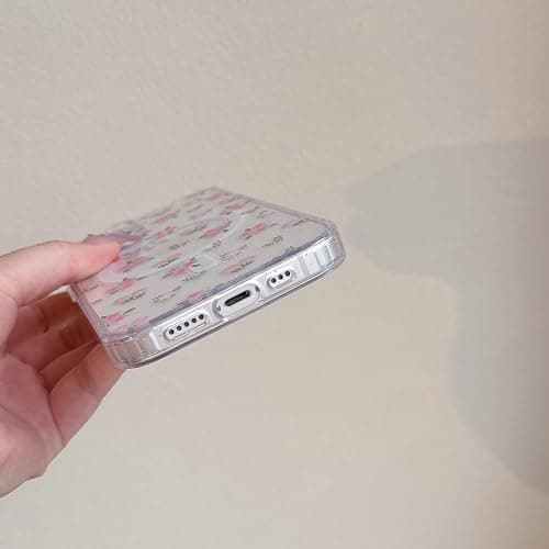 QLTYPRI Magnetic for iPhone 13/14 Case Compatible with Magsafe, Cute Floral Flower Aesthetic Phone Case Slim Clear Anti-Yellowing Shockproof Phone Cover for Girls Women - Pink White thumbnail 6