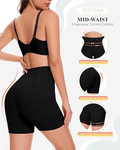 BESTENA Shapewear Shorts,Mid-Waist Body Shaper Shorts,Womens Shapewear Tummy Control,Seamless Shapewear for Under Dresses thumbnail 3