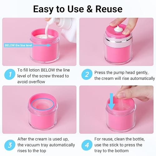 Segbeauty 1.7oz Empty Airless Jar Lotion Dispenser Travel Toiletry Bottles, 3pcs Refillable Mini Travel Liquid Containers, 50ml Reusable Pump Bottle Jar, Small Vacuum Skincare Cosmetic Containers thumbnail 4