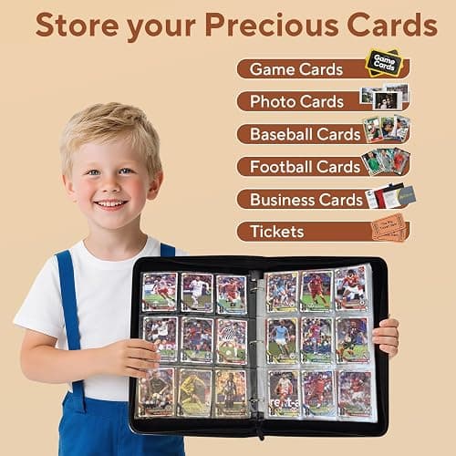 ULLTOON Baseball Card Binder 9 Pocket, 1080 Pockets Trading Card Binder with Zipper, Portable Collector Card Album Storage Organizer for Sports Cards, Game Cards, Gifts for Kids thumbnail 3