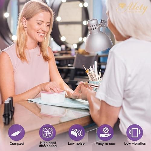 Alety Electric Nail Drill Kit - Portable File for Acrylic Gel Nails, Professional Machine Efile Manicure Pedicure Tools With Gold Drill Bits for Home Salon Use thumbnail 7