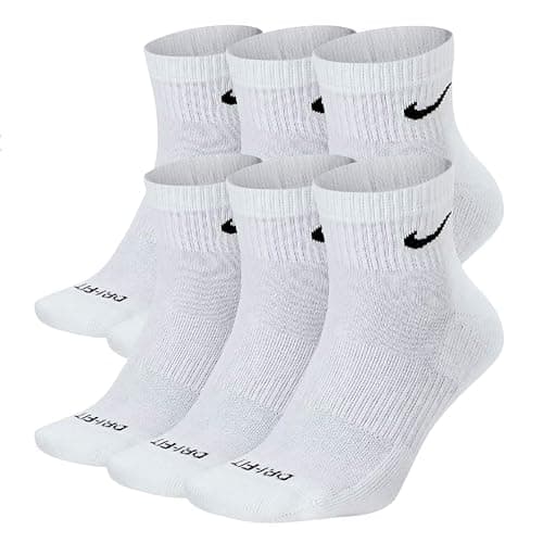 NIKE Plus Cushion Socks (6-Pair) (M (Men's 6-8 / Women's 6-10), Ankle(Quarter) White) - Image 1